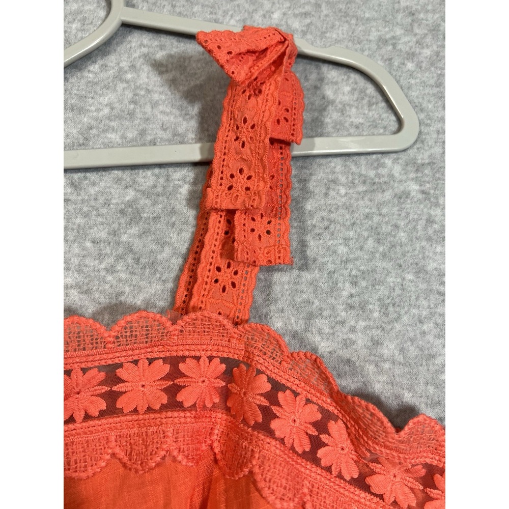 NWT Milk & Honey Coral Orange Lace Trim Peplum Tank Top Women's XL Boutique - Picture 5 of 11